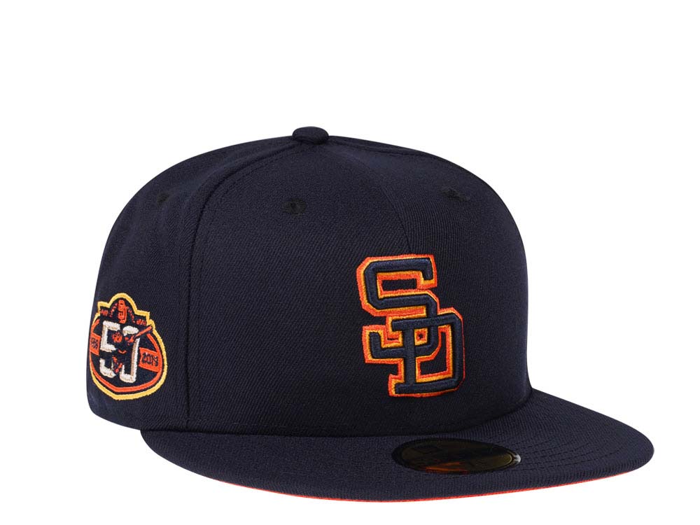 New Era San Diego Padres 50th Anniversary Navy Orange Pop Edition 59Fifty Fitted Hat