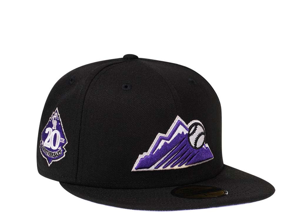 New Era Colorado Rockies 20th Anniversary Black Lavender Edition 59Fifty Fitted Hat