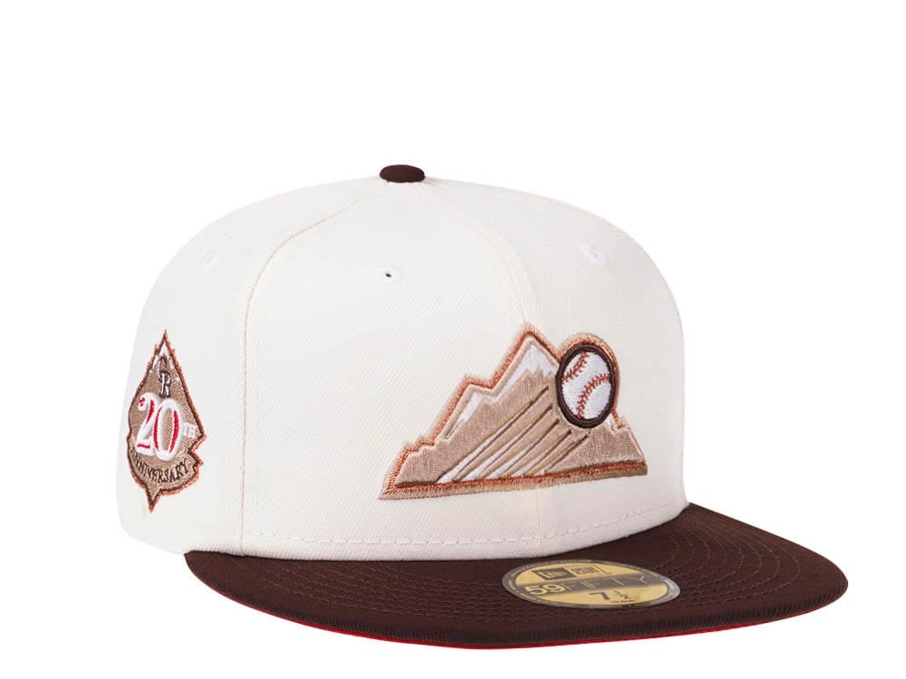 New Era Colorado Rockies 20th Anniversary Cream Red Two Tone Edition 59Fifty Fitted Hat