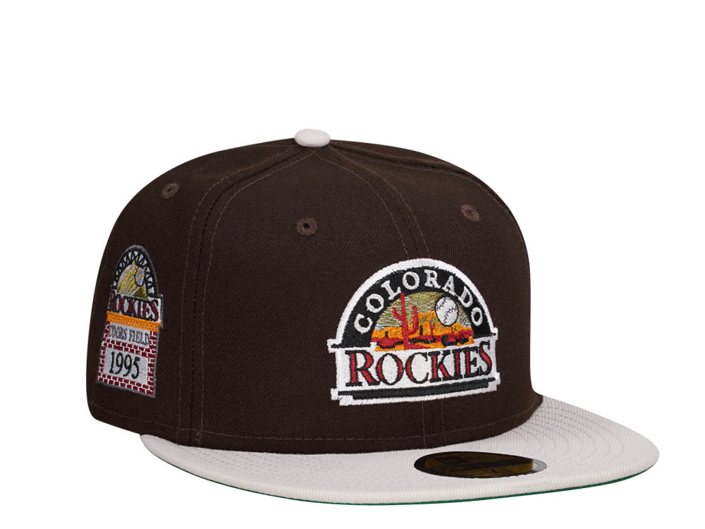 New Era Colorado Rockies Coors Field 1995 Burned Stone Two Tone Throwback Edition 59Fifty Fitted Hat