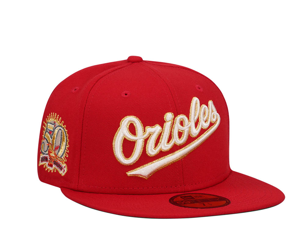 New Era Baltimore Orioles 50th Anniversary Scarlett Gold Edition 59Fifty Fitted Hat