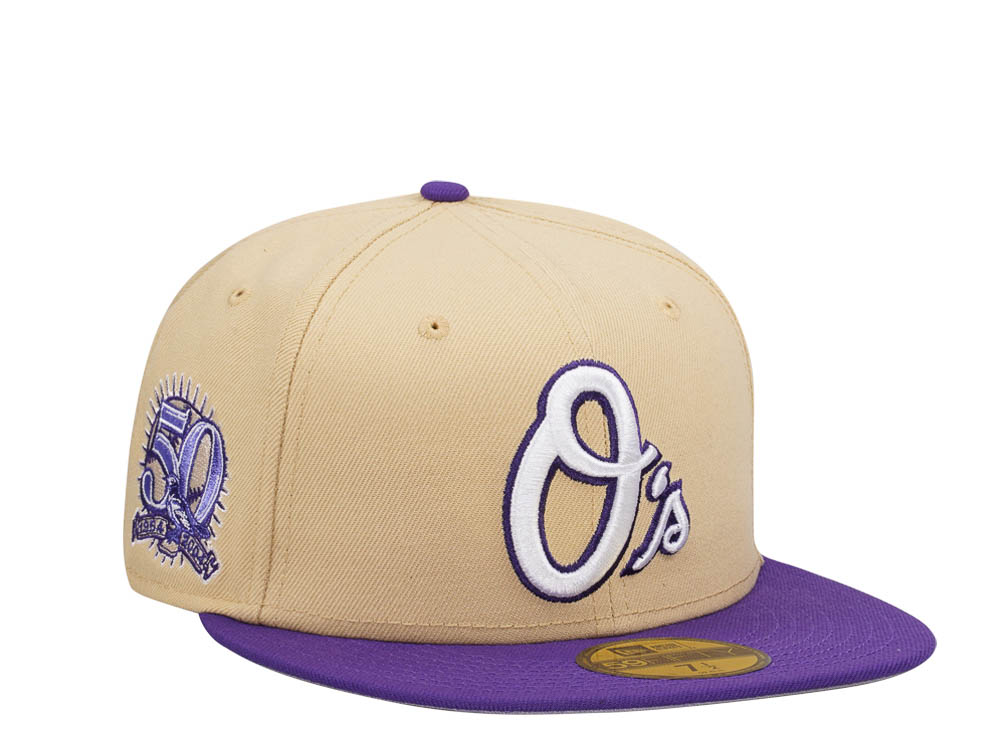 New Era Baltimore Orioles 50th Anniversary Vegas Color Flip Two Tone Edition 59Fifty Fitted Hat
