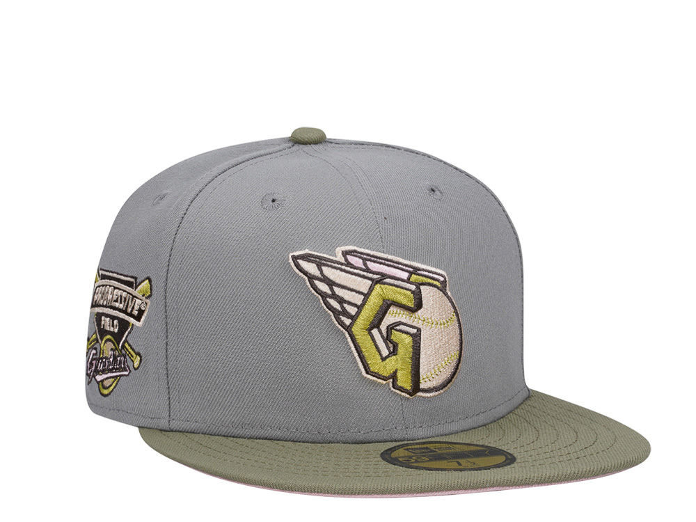 New Era Cleveland Guardians Progressive Field Blush Olive Two Tone Edition 59Fifty Fitted Hat