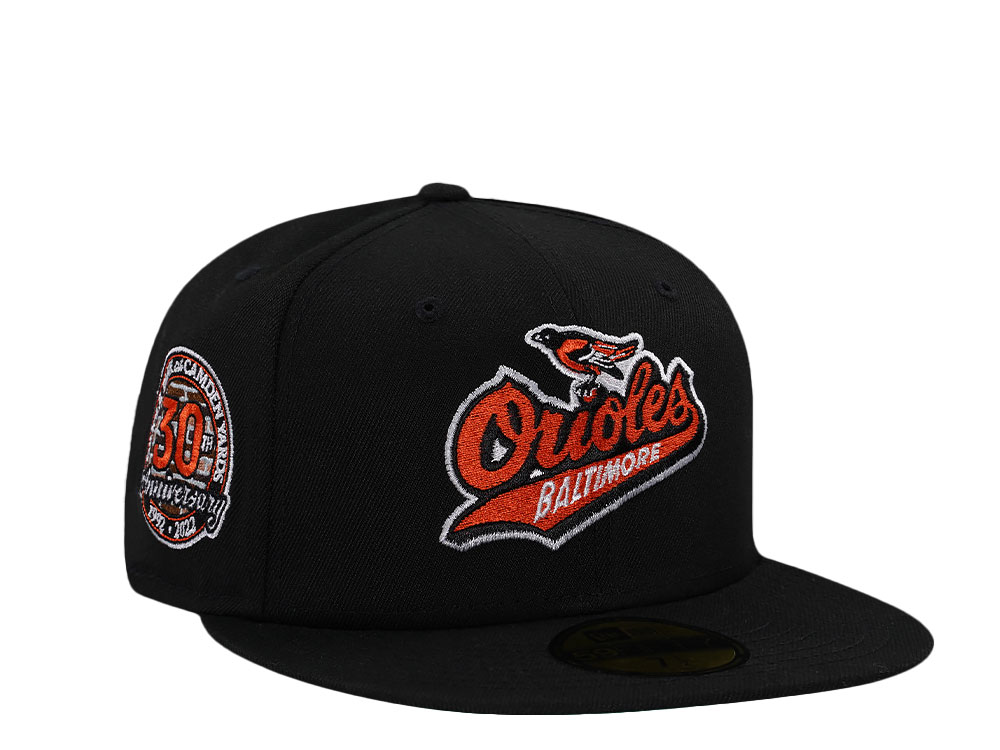 New Era Baltimore Orioles 30th Anniversary Black Throwback Edition 59Fifty Fitted Hat
