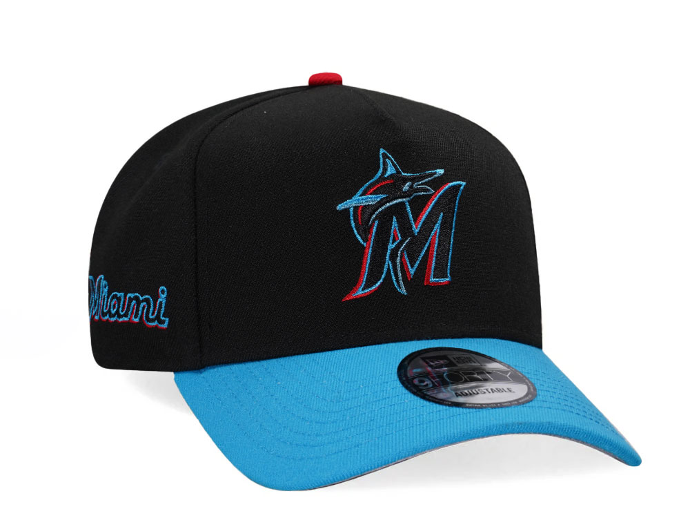 New Era Miami Marlins Black Two Tone Edition 9Forty A Frame Snapback Hat