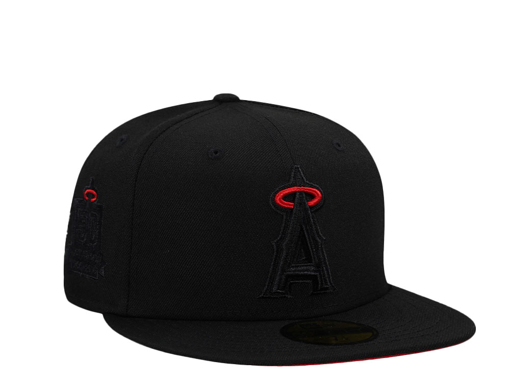 New Era Anaheim Angels 50th Anniversary Blackout Red Edition 59Fifty Fitted Hat