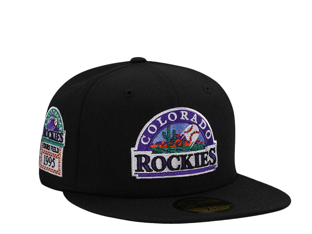 New Era Colorado Rockies Coors Field Black Throwback Edition 59Fifty Fitted Hat
