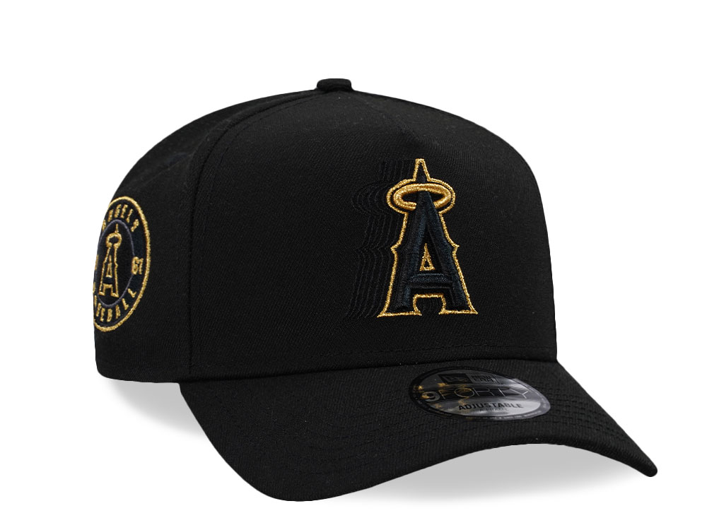 New Era Anaheim Angels Black Gold Cascading Prime Edition 9Forty A Frame Snapback Hat