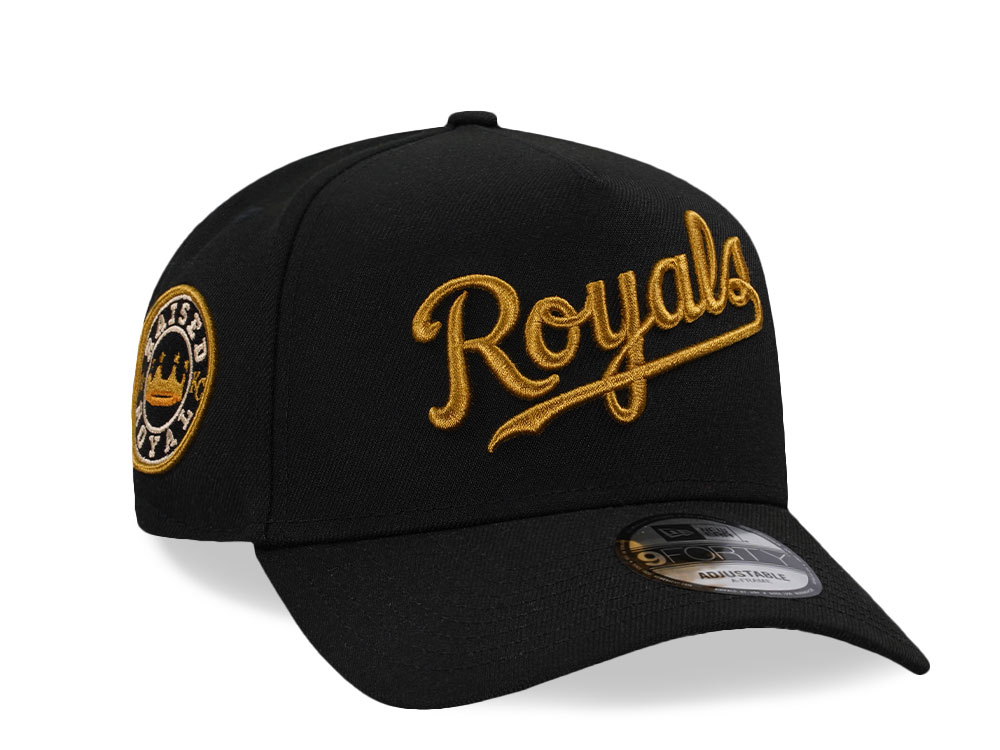 New Era Kansas City Royals Raised Royal Cheviot Gold Edition 9Forty A Frame Snapback Hat