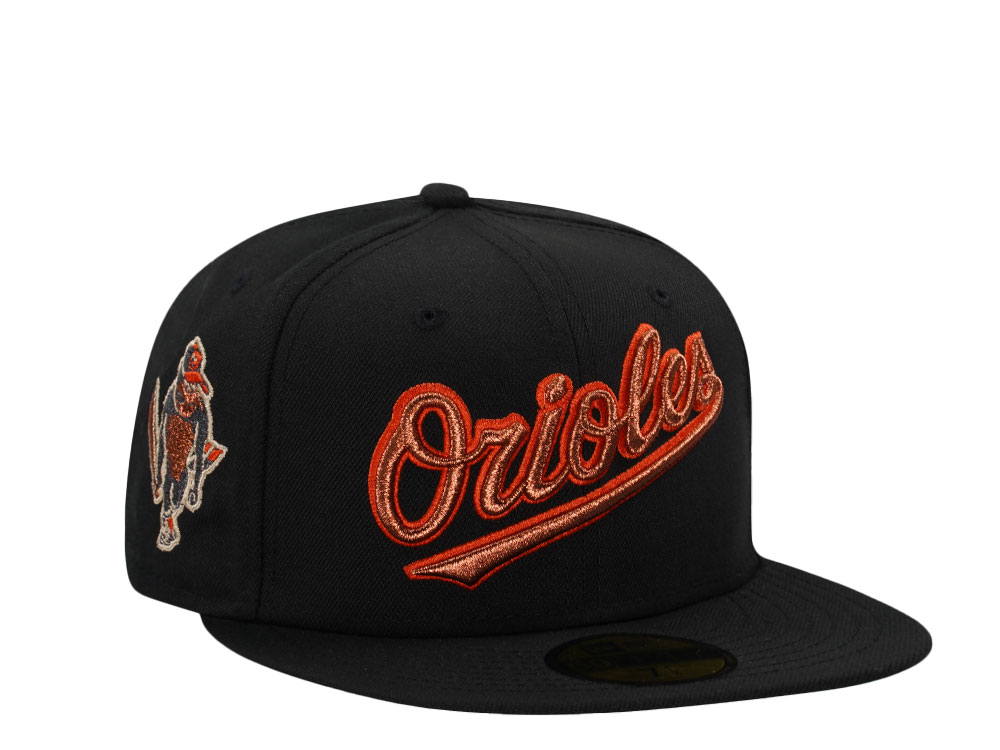 New Era Baltimore Orioles Black Metallic Throwback Edition 59Fifty Fitted Hat