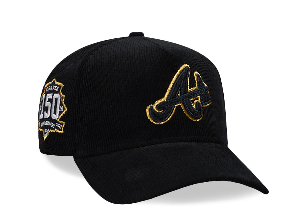 New Era Atlanta Braves 150th Anniversary Black Corduroy Edition 9Forty A Frame Snapback Hat