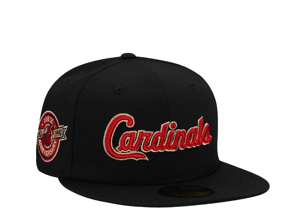 New Era St. Louis Cardinals 100th Anniversary Black Throwback Edition 59Fifty Fitted Hat