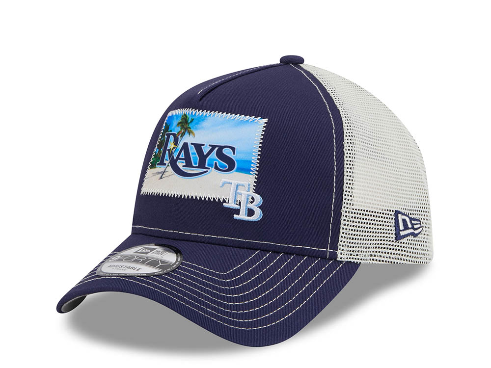 New Era Tampa Bay Rays M Patch Navy 9Forty A Frame Trucker Snapback Hat