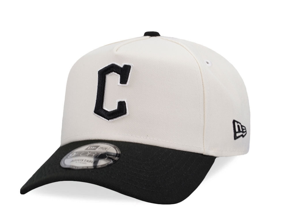 New Era Cleveland Guardians Chrome Black Two Tone Edition 9Forty A Frame Snapback Hat