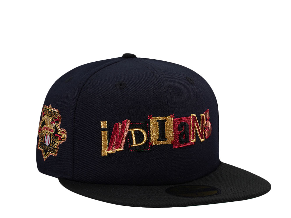 New Era Cleveland Indians 100 Season Ransom Note Navy Two Tone Edition 59Fifty Fitted Hat