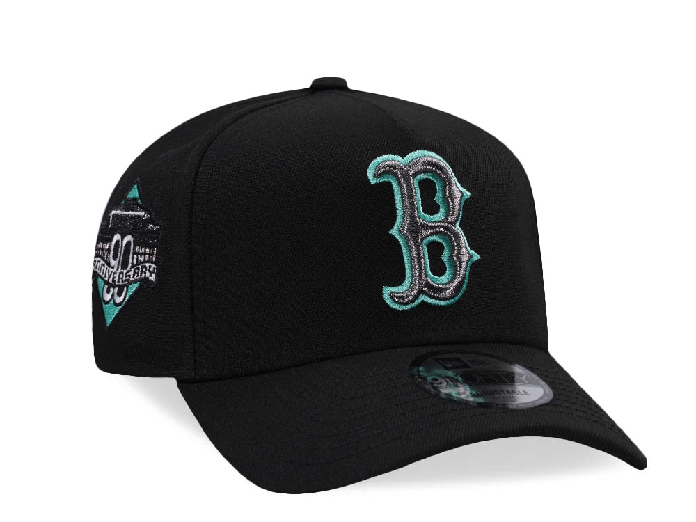 New Era Boston Red Sox 90th Anniversary Mint Black Prime Edition 9Forty A Frame Snapback Hat
