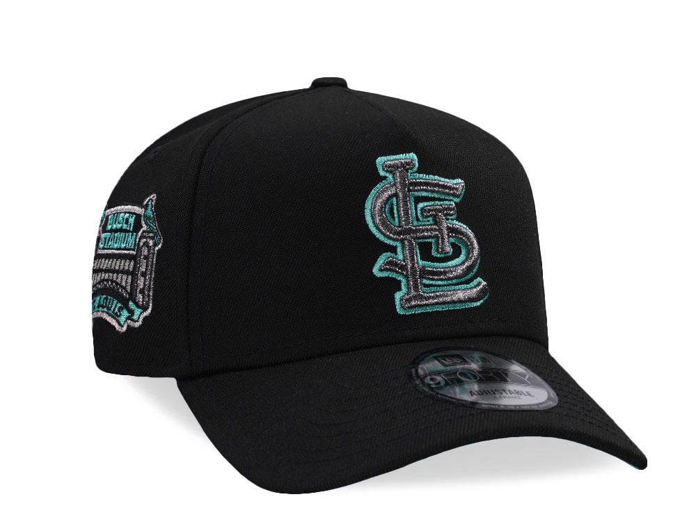 New Era St. Louis Cardinals Busch Stadium Mint Black Prime Edition 9Forty A Frame Snapback Hat