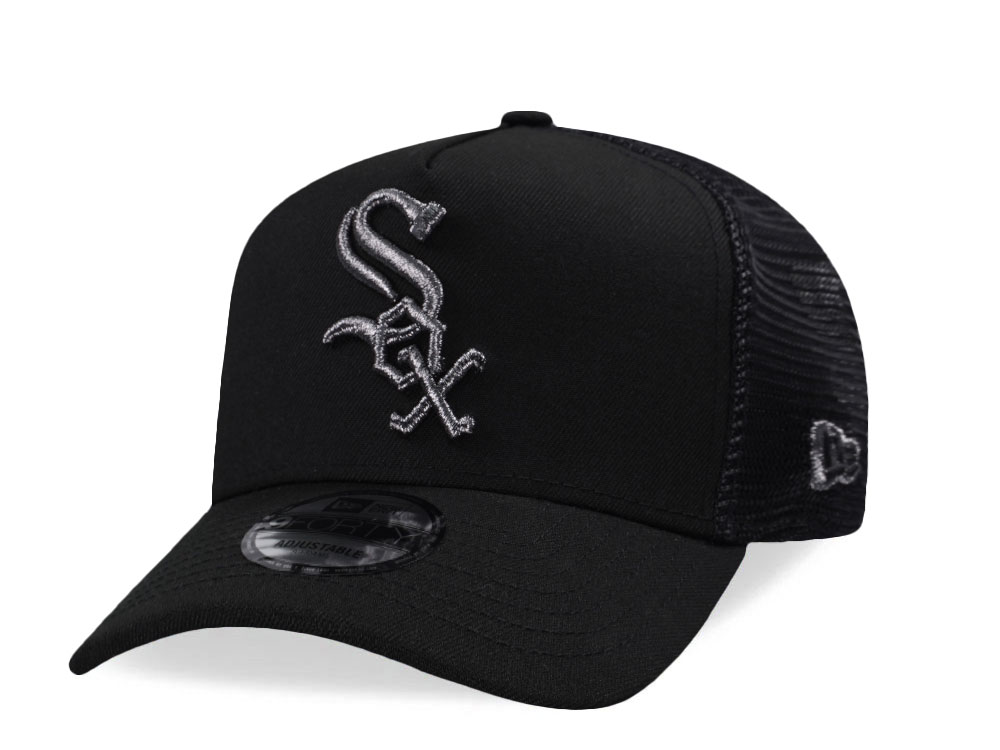 New Era Chicago White Sox Black Metallic Trucker Edition 9Forty A Frame Snapback Hat