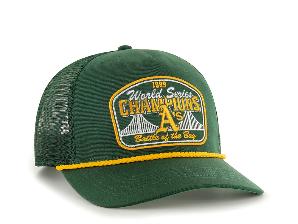 47Brand Oakland Athletics Dark Green World Series Chanpions Patch Edition Trucker Hitch Snapback Hat