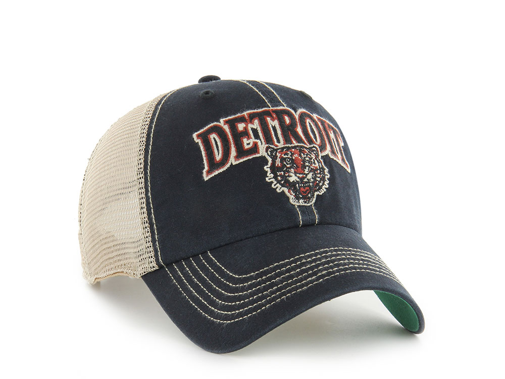 47Brand Detroit Tigers Cooperstown Vintage Black Edition Trucker Clean Up Snapback Hat