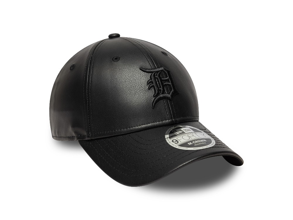 New Era Detroit Tigers Black PU Leather Edition 9Forty M Crown Snapback Hat