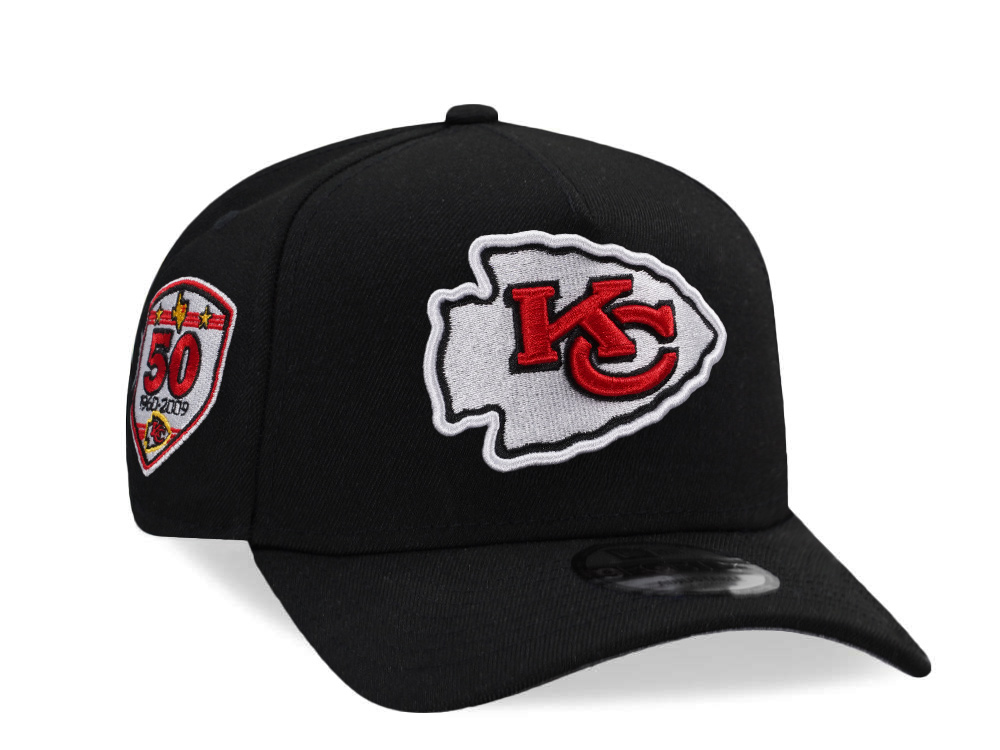 New Era Kansas City Chiefs 50th Anniversary Black Prime Edition 9Forty A Frame Snapback Hat