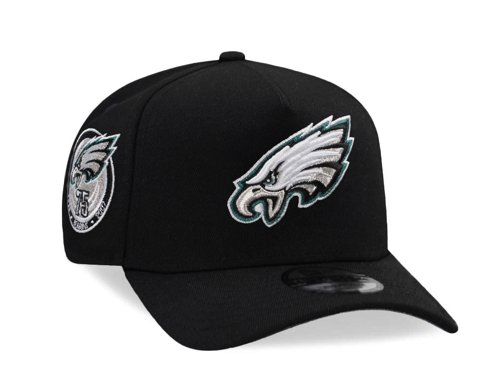 New Era Philadelphia Eagles 75th Anniversary Black Prime Edition 9Forty A Frame Snapback Hat