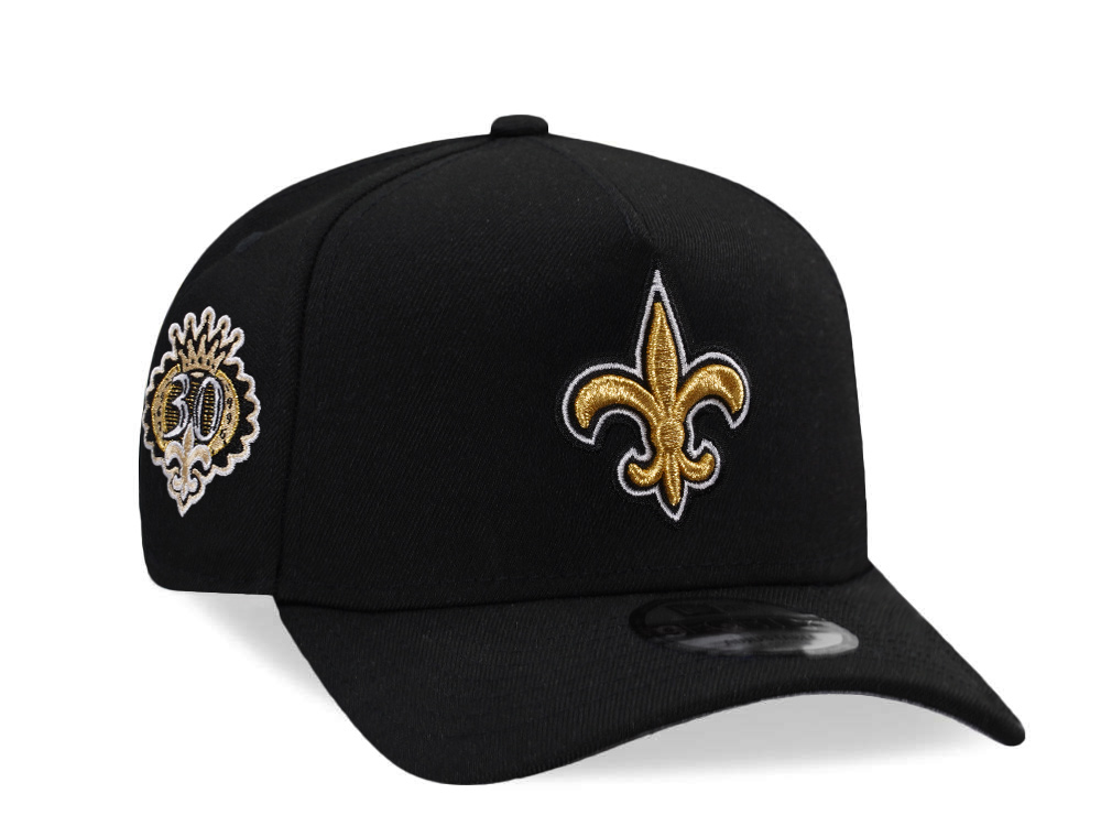 New Era New Orleans Saints 30th Anniversary Black Prime Edition 9Forty A Frame Snapback Hat
