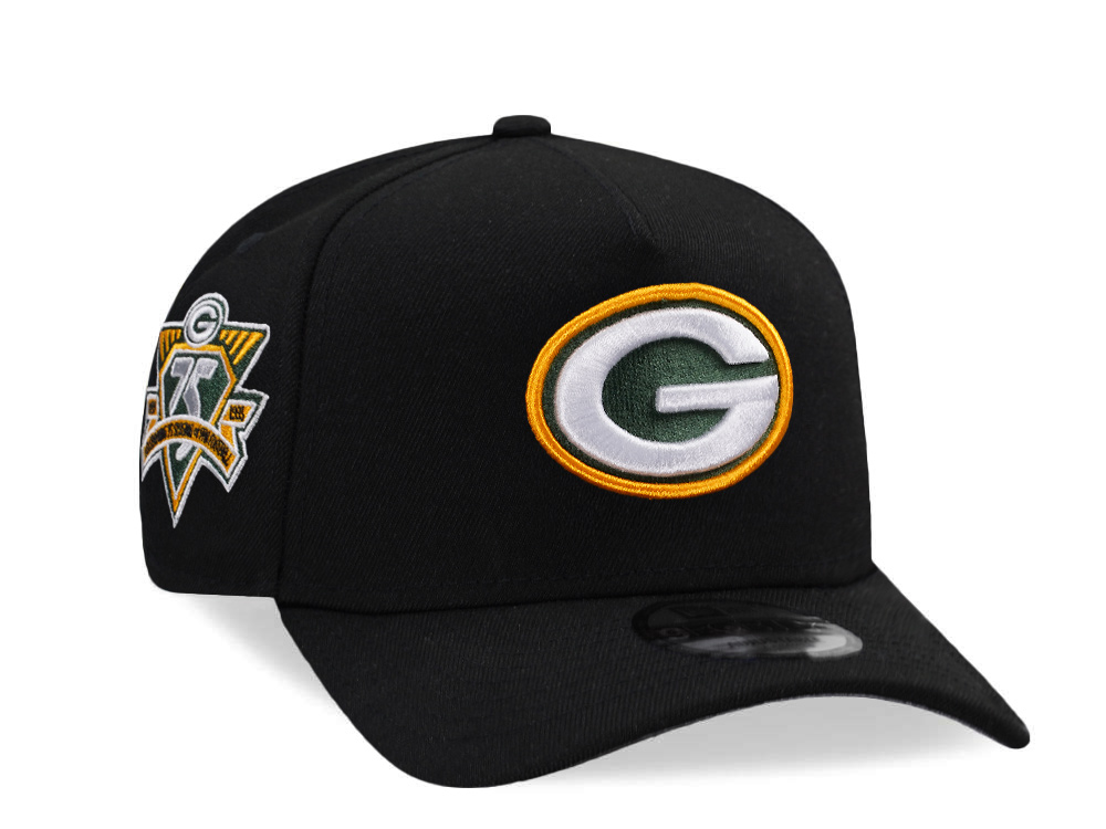 New Era Green Bay Packers 75th Anniversary Black Prime Edition 9Forty A Frame Snapback Hat