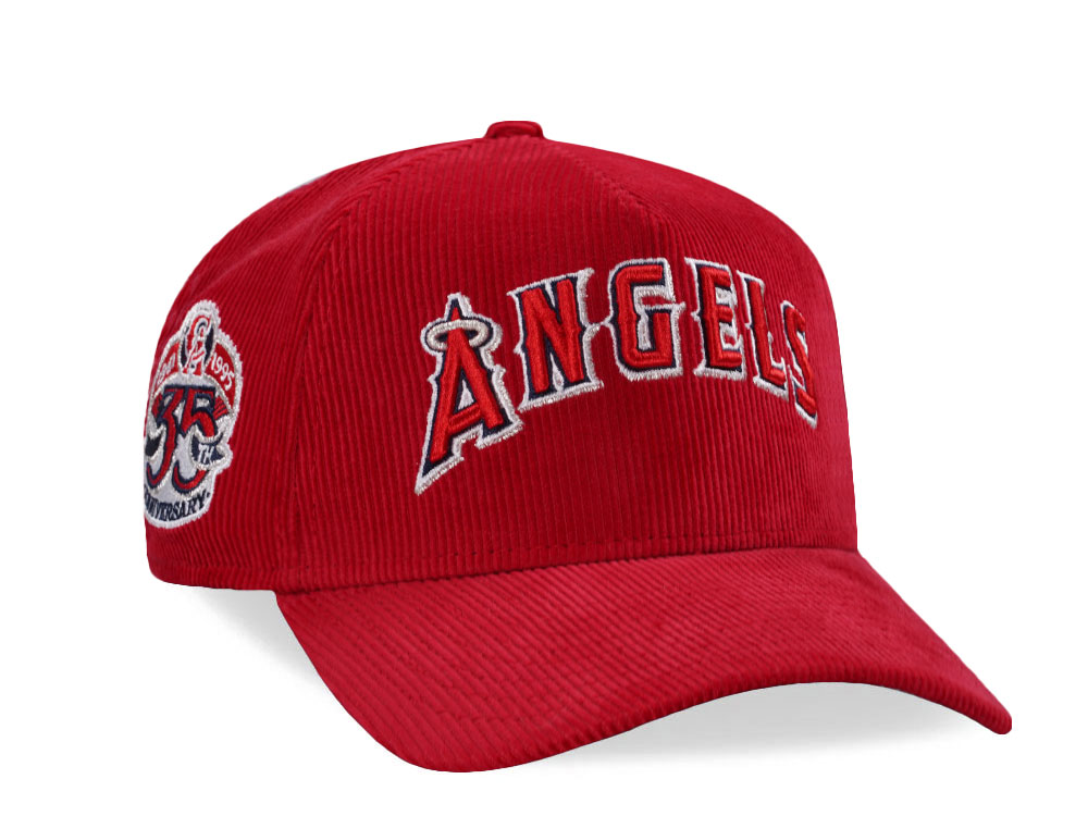 New Era Anaheim Angeles 35th Anniversary Red Corduroy Prime Edition 9Forty A Frame Snapback Hat
