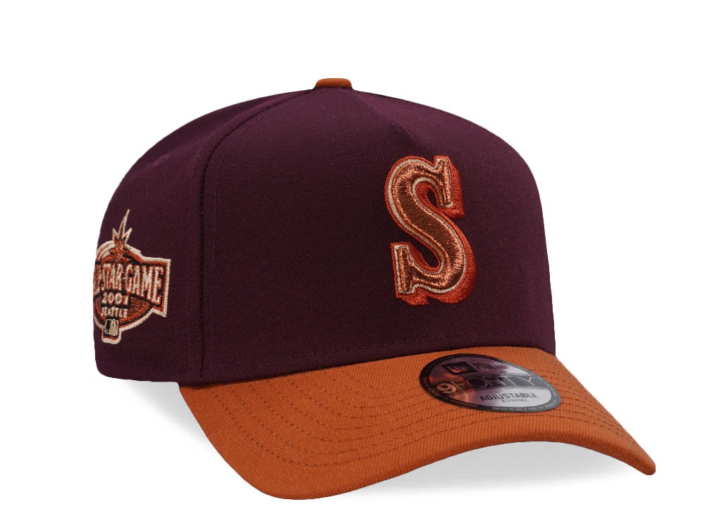 New Era Seattle Mariners All Star Game 2001 Maroon Rust Two Tone Edition 9Forty A Frame Snapback Hat