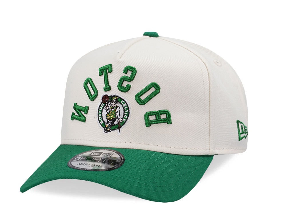 New Era Boston Celtics Script Chrome Two Tone Edition 9Forty A Frame Snapback Hat