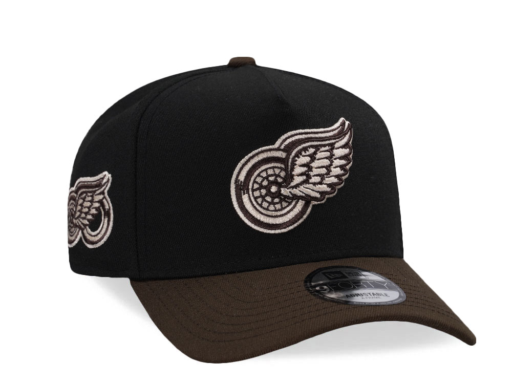 New Era Detroit Red Wings 100th Anniversary Black Two Tone Edition 9Forty A Frame Snapback Hat
