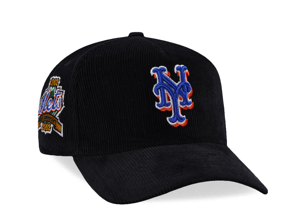 New Era New York Mets 40th Anniversary Black Throwback Corduroy Edition 9Forty A Frame Snapback Hat