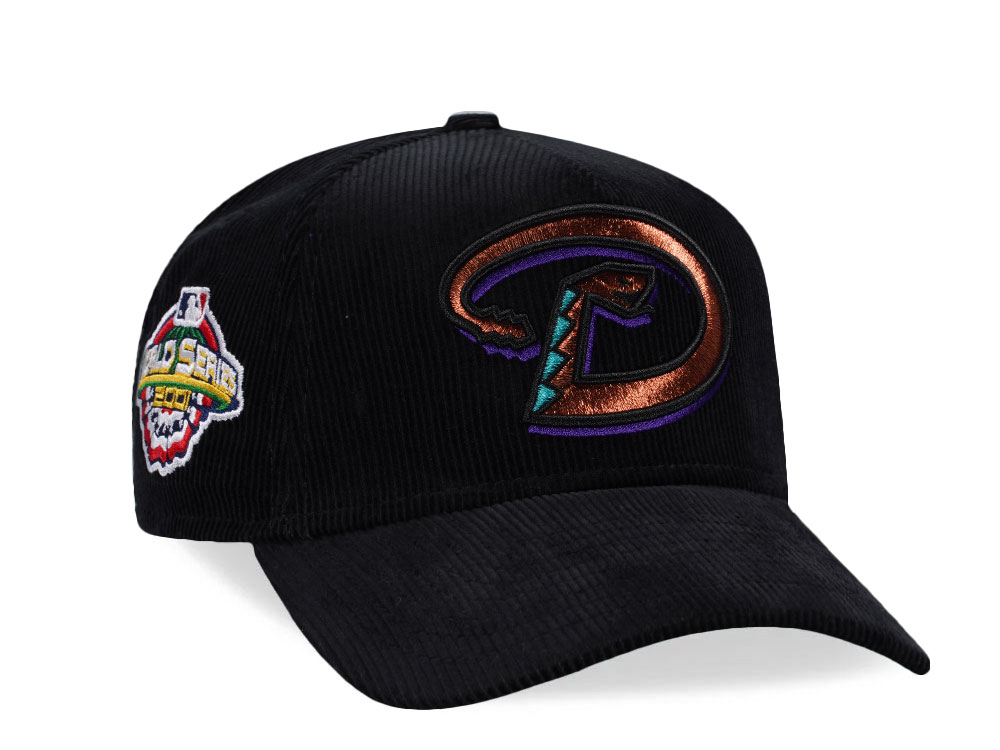 New Era Arizona Diamondbacks World Series 2001 Black Throwback Corduroy Edition 9Forty A Frame Snapback Hat