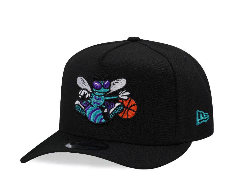 New Era Charlotte Hornets Black Classic Edition 9Fifty A Frame Snapback Hat