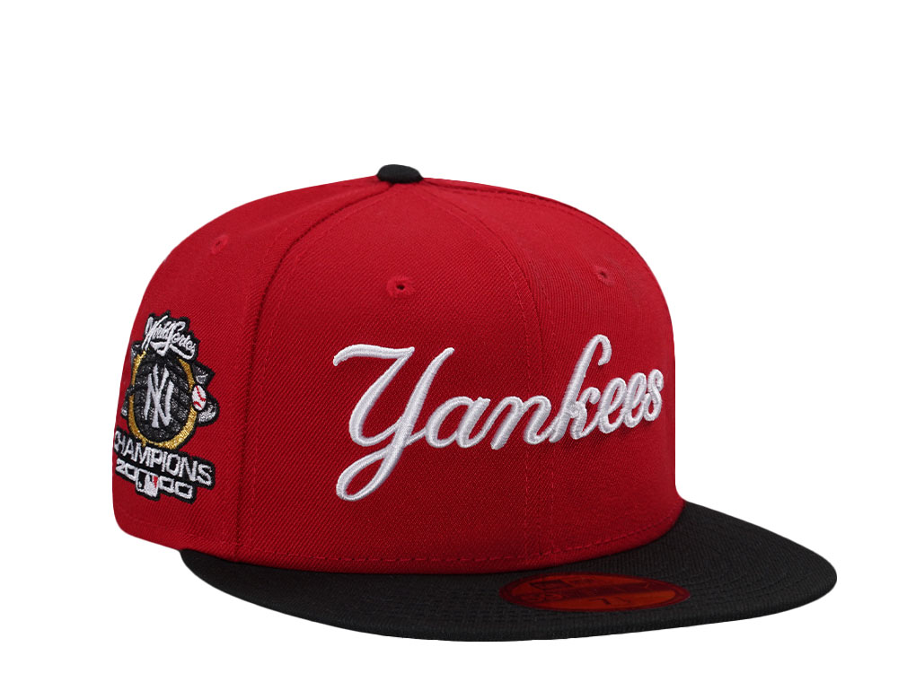 New Era New York Yankees World Series Champions 2000 Script Red Prime Edition 59Fifty Fitted Hat