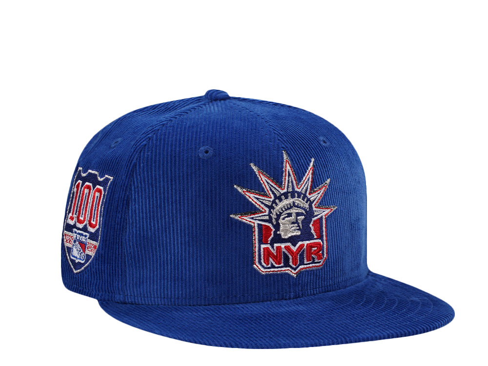New Era New York Rangers 100th Anniversary Royal Corduroy Throwback Edition 59Fifty Fitted Hat