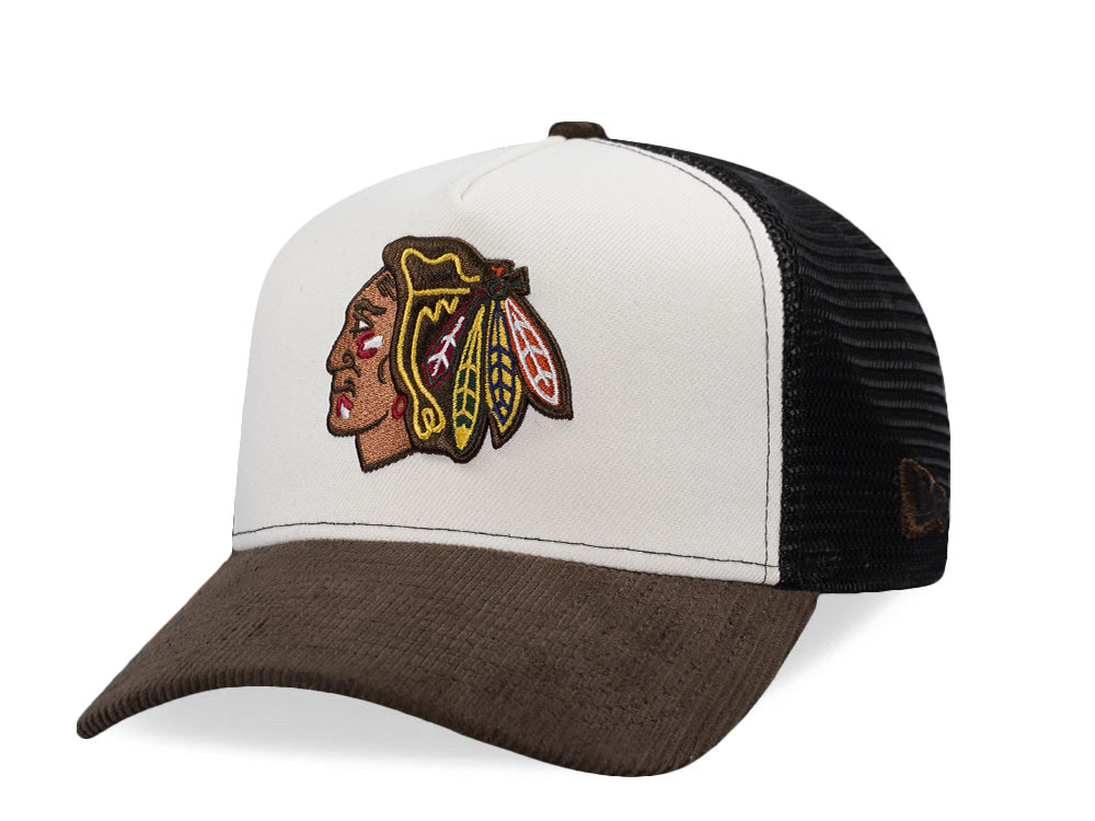 New Era Chicago Blackhawks Creme Two Tone Edition 9Forty A Frame Trucker Snapback Hat