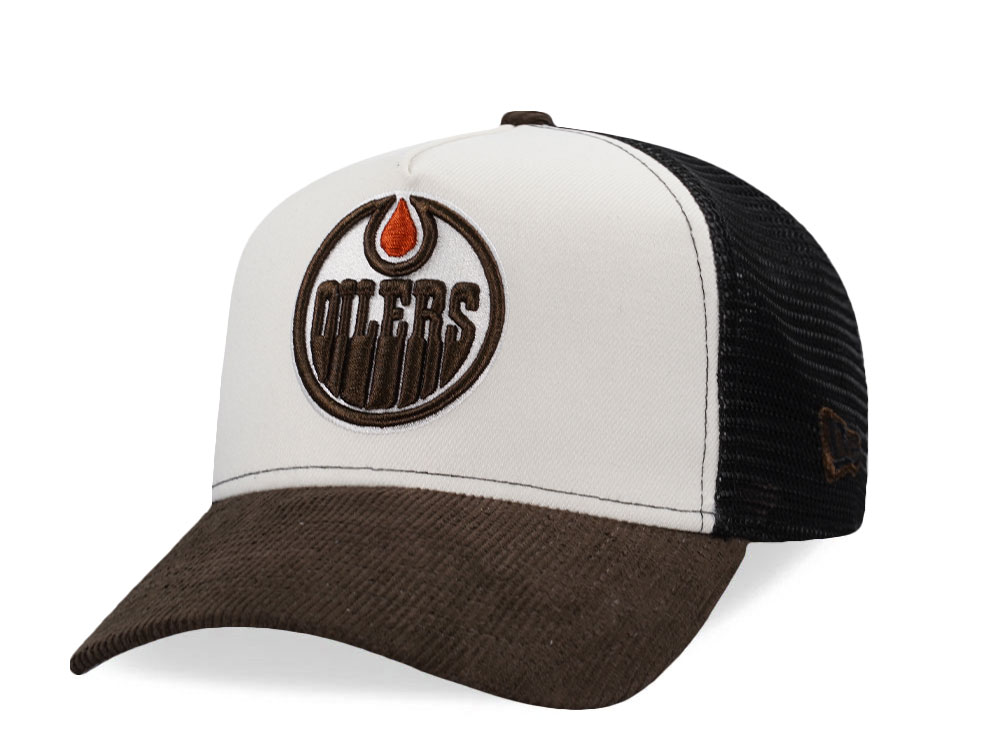 New Era Edmonton Oilers Creme Two Tone Edition 9Forty A Frame Trucker Snapback Hat