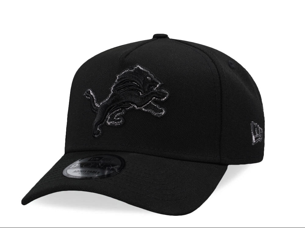 New Era Detroit Lions Black Shine Edition 9Forty A Frame Snapback Hat