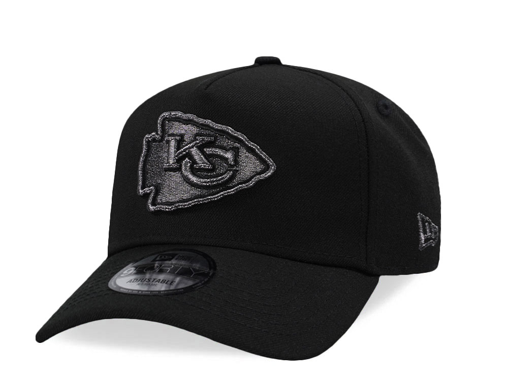 New Era Kansas City Chiefs Black Shine Edition 9Forty A Frame Snapback Hat