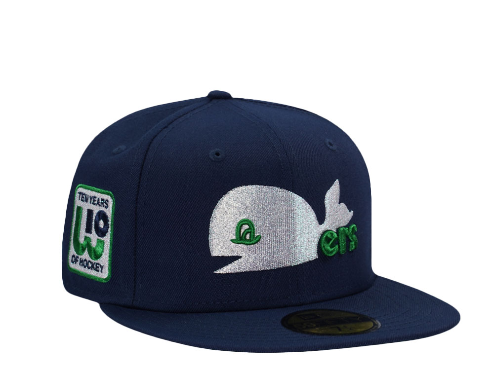 New Era Hartford Whalers 10 Years of Hockey Navy Throwback Edition 59Fifty Fitted Hat